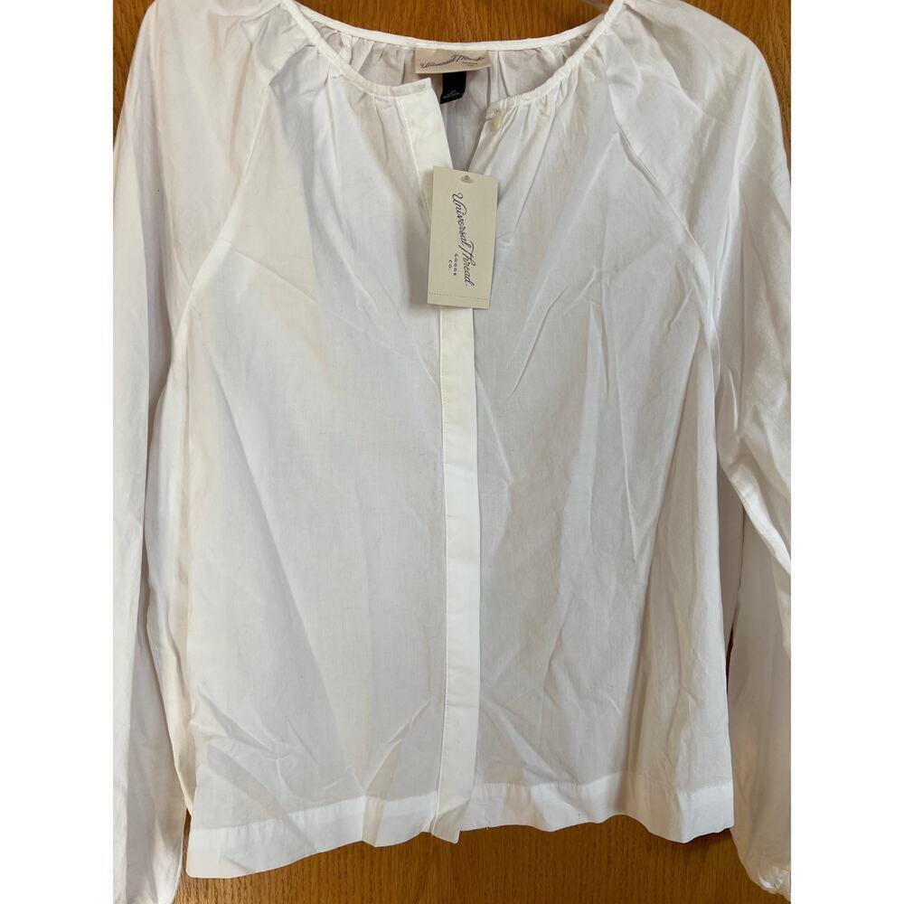 Universal Threads White Cotton Long Sleeve Button down Blouse, Women's M